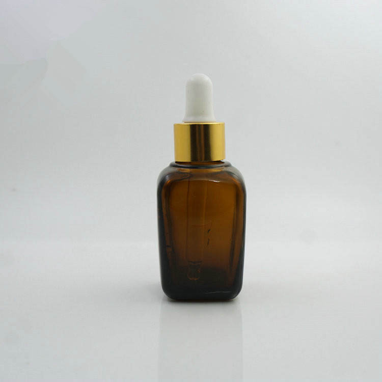 Square Amber Glass Bottle/ Essential Oil Glass Bottle / Amber Glass Dropper Bottle Cosmetic Packaging Glass Amber Bottle - 副本